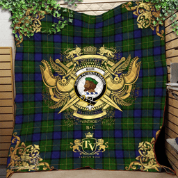 Scottish Muir - Moore Clan Tartan Quilt - Military Logo Style Scottish Plaid Tartan Plaid