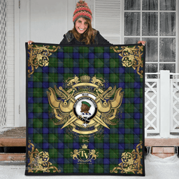 Scottish Muir - Moore Clan Tartan Quilt - Military Logo Style Scottish Plaid Tartan Plaid
