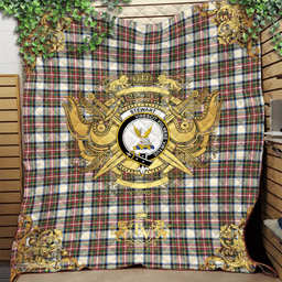 Scottish Stewart Dress Ancient Clan Tartan Quilt - Military Logo Style Scottish Plaid Tartan Plaid