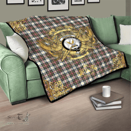 Scottish Stewart Dress Ancient Clan Tartan Quilt - Military Logo Style Scottish Plaid Tartan Plaid
