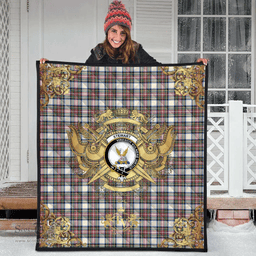 Scottish Stewart Dress Ancient Clan Tartan Quilt - Military Logo Style Scottish Plaid Tartan Plaid