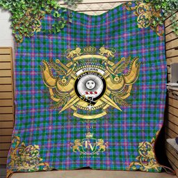 Scottish Pitcairn Hunting Clan Tartan Quilt - Military Logo Style Scottish Plaid Tartan Plaid