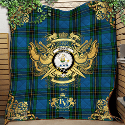 Scottish Murray of Elibank Clan Tartan Quilt - Military Logo Style Scottish Plaid Tartan Plaid