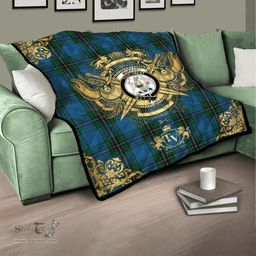 Scottish Murray of Elibank Clan Tartan Quilt - Military Logo Style Scottish Plaid Tartan Plaid