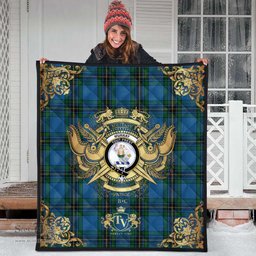 Scottish Murray of Elibank Clan Tartan Quilt - Military Logo Style Scottish Plaid Tartan Plaid
