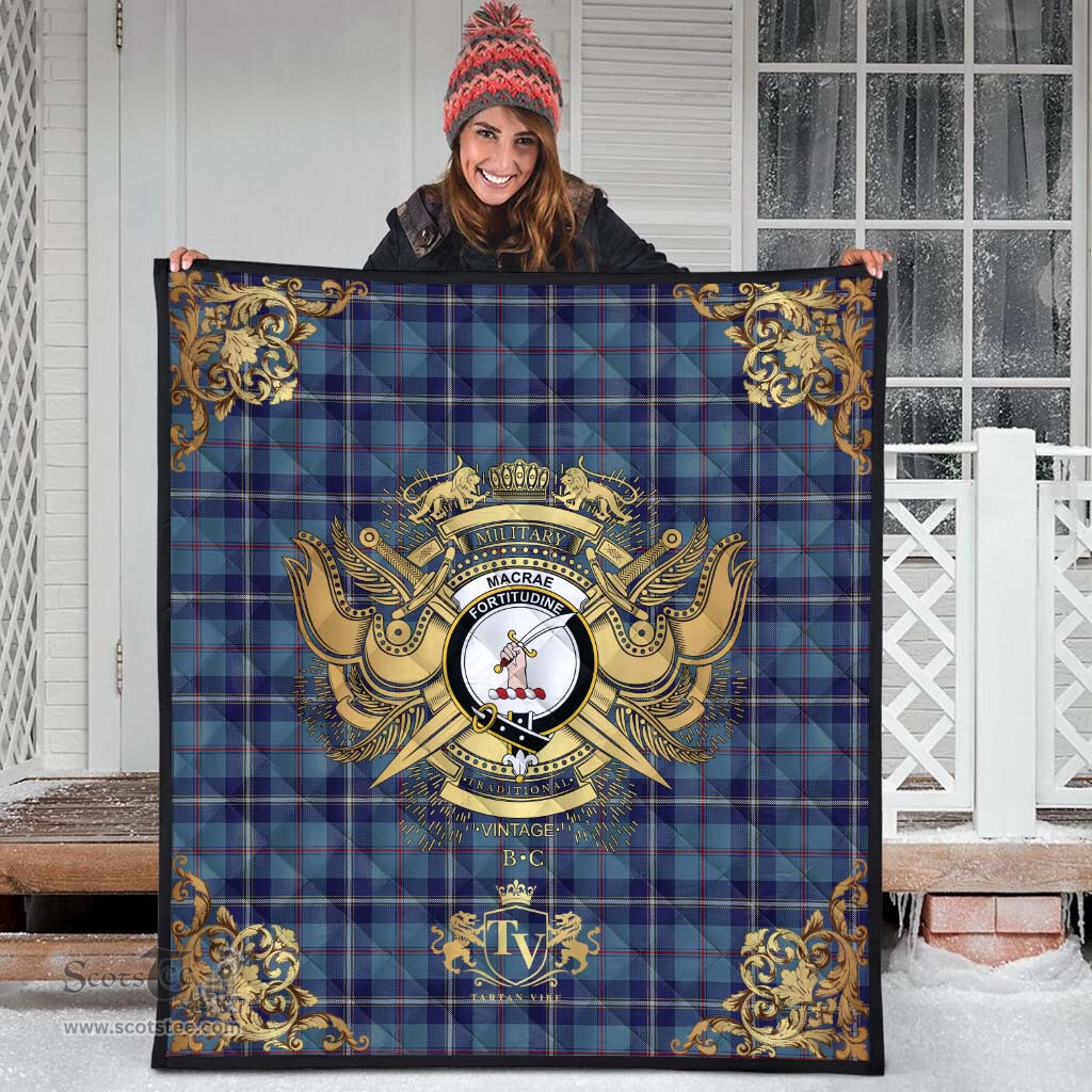 Scottish MacRaes of America Clan Tartan Quilt - Military Logo Style Scottish Plaid Tartan Plaid