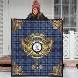 Scottish MacRaes of America Clan Tartan Quilt - Military Logo Style Scottish Plaid Tartan Plaid