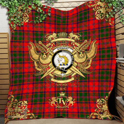 Scottish Stewart of Appin Modern Clan Tartan Quilt - Military Logo Style Scottish Plaid Tartan Plaid