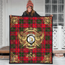 Scottish Stewart of Appin Modern Clan Tartan Quilt - Military Logo Style Scottish Plaid Tartan Plaid