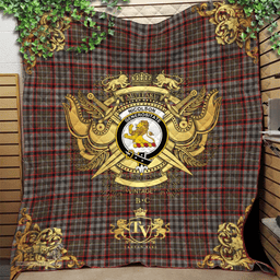 Scottish Nicolson Hunting Weathered Clan Tartan Quilt - Military Logo Style Scottish Plaid Tartan Plaid