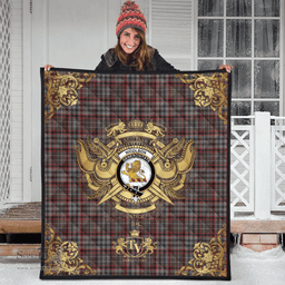 Scottish Nicolson Hunting Weathered Clan Tartan Quilt - Military Logo Style Scottish Plaid Tartan Plaid