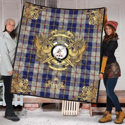 Scottish MacRae of Conchra 03 Clan Tartan Quilt - Military Logo Style Scottish Plaid Tartan Plaid