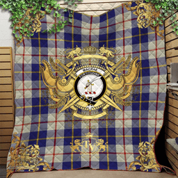 Scottish MacRae of Conchra 03 Clan Tartan Quilt - Military Logo Style Scottish Plaid Tartan Plaid