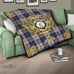 Scottish MacRae of Conchra 03 Clan Tartan Quilt - Military Logo Style Scottish Plaid Tartan Plaid