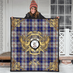 Scottish MacRae of Conchra 03 Clan Tartan Quilt - Military Logo Style Scottish Plaid Tartan Plaid