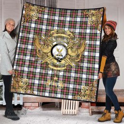 Scottish Stewart Dress Modern Clan Tartan Quilt - Military Logo Style Scottish Plaid Tartan Plaid
