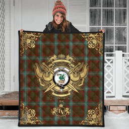 Scottish Seton Hunting Clan Tartan Quilt - Military Logo Style Scottish Plaid Tartan Plaid
