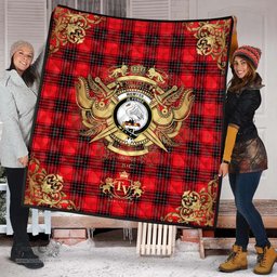 Scottish Wemyss Modern Clan Tartan Quilt - Military Logo Style Scottish Plaid Tartan Plaid