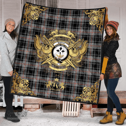 Scottish Moffat Modern Clan Tartan Quilt - Military Logo Style Scottish Plaid Tartan Plaid