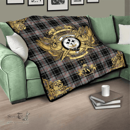 Scottish Moffat Modern Clan Tartan Quilt - Military Logo Style Scottish Plaid Tartan Plaid