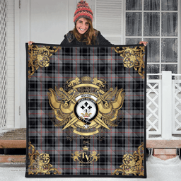 Scottish Moffat Modern Clan Tartan Quilt - Military Logo Style Scottish Plaid Tartan Plaid