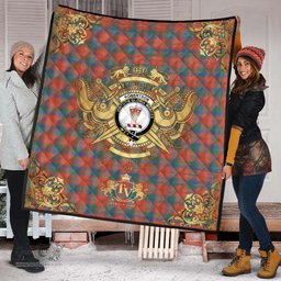 Scottish Robertson Ancient Clan Tartan Quilt - Military Logo Style Scottish Plaid Tartan Plaid