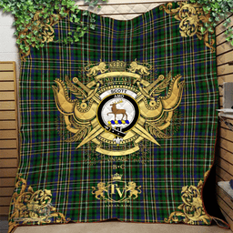 Scottish Scott Green 01 Clan Tartan Quilt - Military Logo Style Scottish Plaid Tartan Plaid