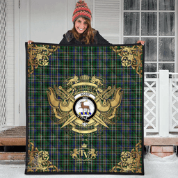 Scottish Scott Green 01 Clan Tartan Quilt - Military Logo Style Scottish Plaid Tartan Plaid