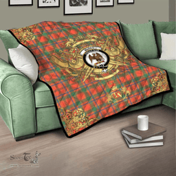 Scottish Munro Ancient Clan Tartan Quilt - Military Logo Style Scottish Plaid Tartan Plaid