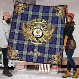 Scottish Sinclair Dress Clan Tartan Quilt - Military Logo Style Scottish Plaid Tartan Plaid