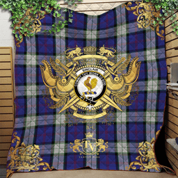 Scottish Sinclair Dress Clan Tartan Quilt - Military Logo Style Scottish Plaid Tartan Plaid