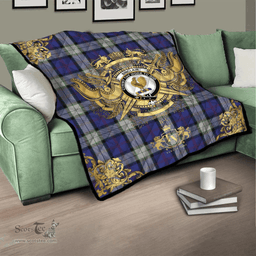Scottish Sinclair Dress Clan Tartan Quilt - Military Logo Style Scottish Plaid Tartan Plaid