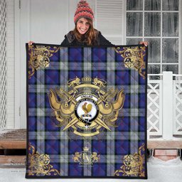 Scottish Sinclair Dress Clan Tartan Quilt - Military Logo Style Scottish Plaid Tartan Plaid