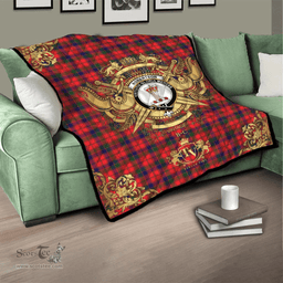 Scottish Robertson Modern Clan Tartan Quilt - Military Logo Style Scottish Plaid Tartan Plaid