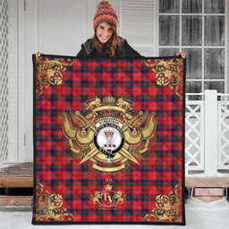 Scottish Robertson Modern Clan Tartan Quilt - Military Logo Style Scottish Plaid Tartan Plaid