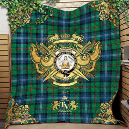 Scottish Urquhart Ancient Clan Tartan Quilt - Military Logo Style Scottish Plaid Tartan Plaid