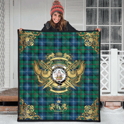 Scottish Urquhart Ancient Clan Tartan Quilt - Military Logo Style Scottish Plaid Tartan Plaid