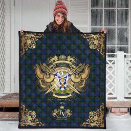Scottish Nova Scotia District Clan Tartan Quilt - Military Logo Style Scottish Plaid Tartan Plaid