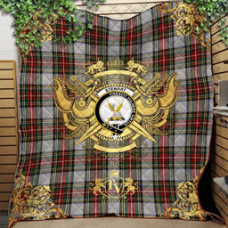 Scottish Stewart Dress Clan Tartan Quilt - Military Logo Style Scottish Plaid Tartan Plaid