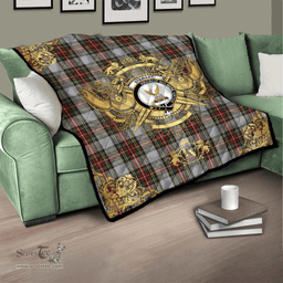 Scottish Stewart Dress Clan Tartan Quilt - Military Logo Style Scottish Plaid Tartan Plaid