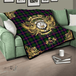 Scottish Urquhart Modern Clan Tartan Quilt - Military Logo Style Scottish Plaid Tartan Plaid