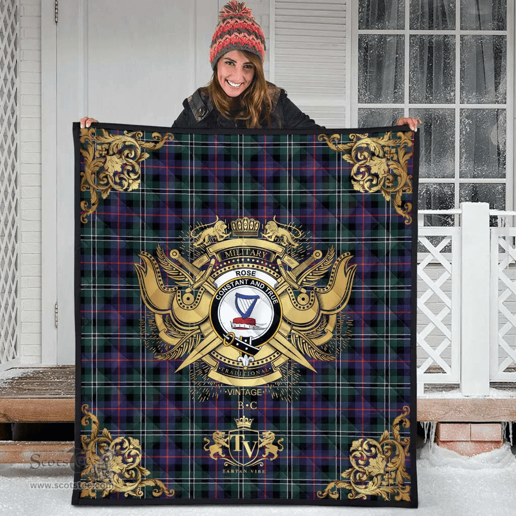 Scottish Rose Hunting Modern Clan Tartan Quilt - Military Logo Style Scottish Plaid Tartan Plaid