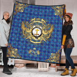 Scottish Mercer Modern Clan Tartan Quilt - Military Logo Style Scottish Plaid Tartan Plaid