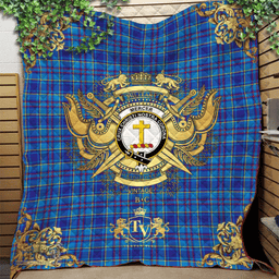 Scottish Mercer Modern Clan Tartan Quilt - Military Logo Style Scottish Plaid Tartan Plaid