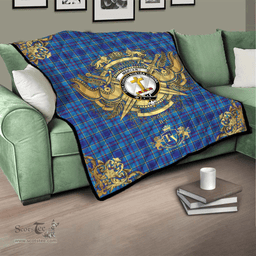 Scottish Mercer Modern Clan Tartan Quilt - Military Logo Style Scottish Plaid Tartan Plaid