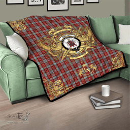 Scottish Ogilvie (Ogilvy) 08 Clan Tartan Quilt - Military Logo Style Scottish Plaid Tartan Plaid