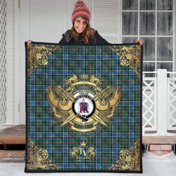 Scottish Ogilvie (Ogilvy) Hunting Ancient Clan Tartan Quilt - Military Logo Style Scottish Plaid Tartan Plaid