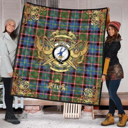 Scottish Stirling Bannockburn Clan Tartan Quilt - Military Logo Style Scottish Plaid Tartan Plaid