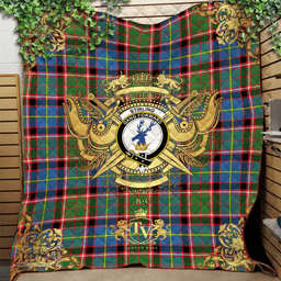 Scottish Stirling Bannockburn Clan Tartan Quilt - Military Logo Style Scottish Plaid Tartan Plaid