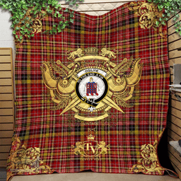 Scottish Ogilvie (Ogilvy) of Strathallan Clan Tartan Quilt - Military Logo Style Scottish Plaid Tartan Plaid